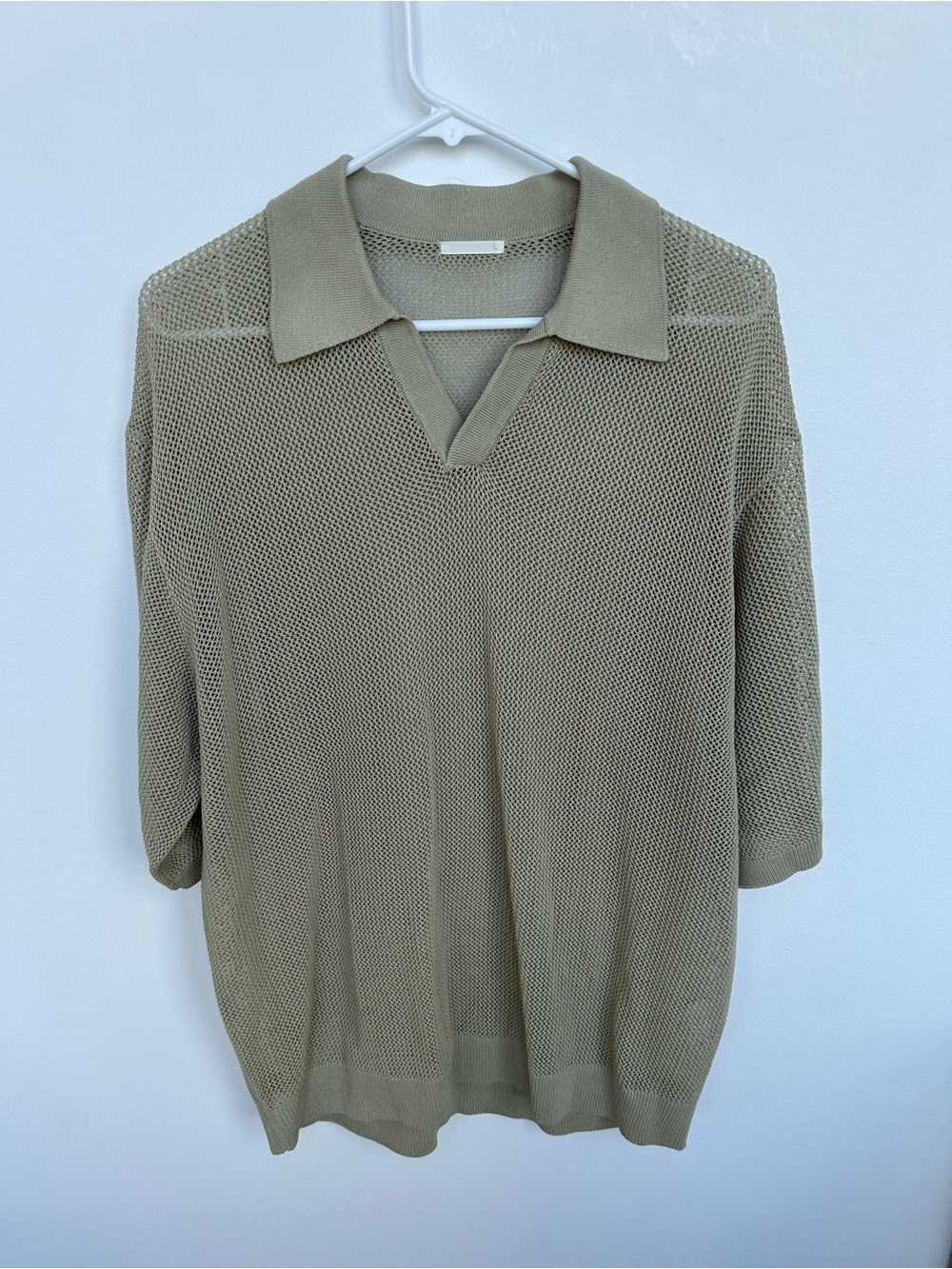 GU Knit Polo Sweater in Olive Green